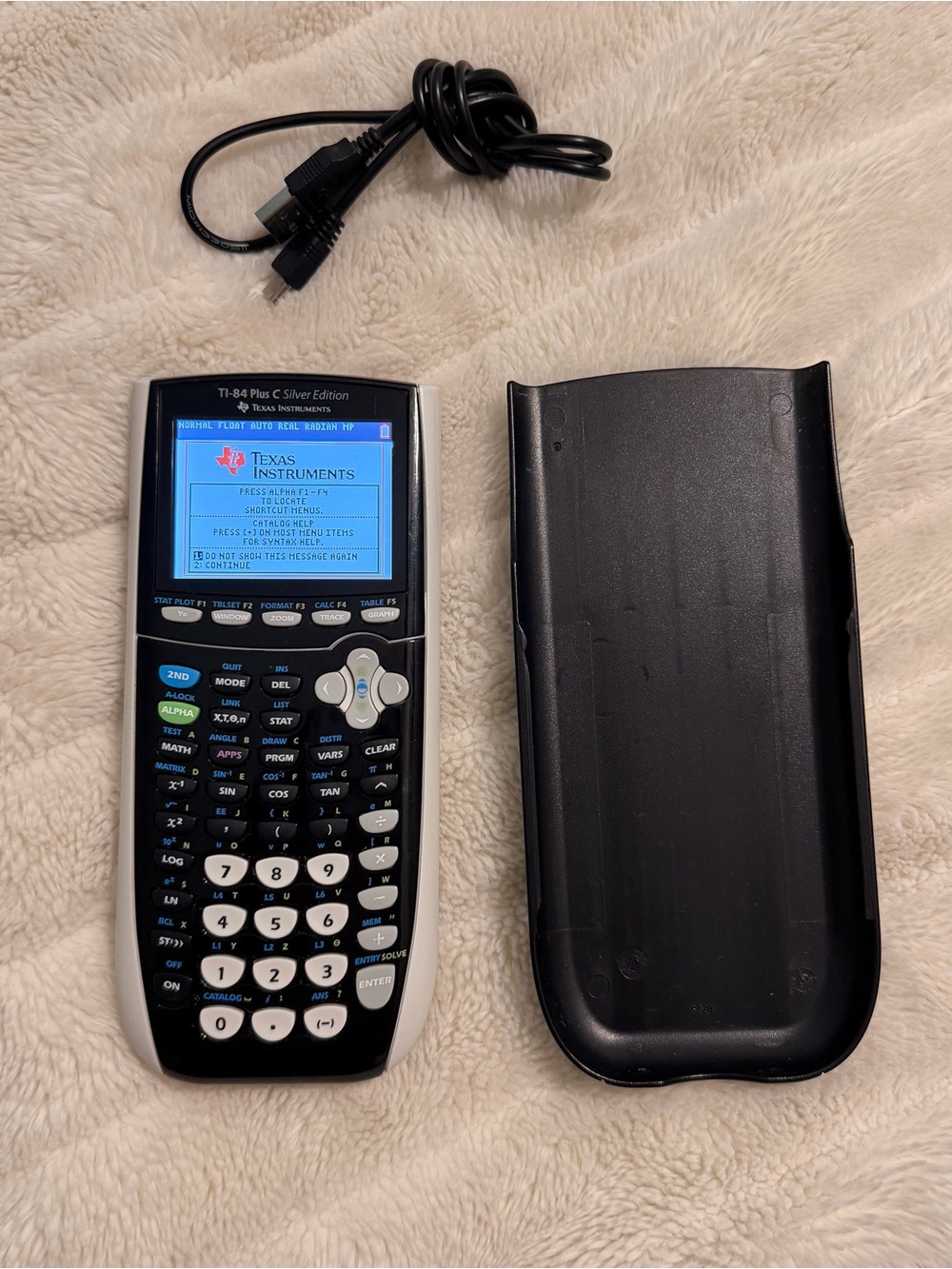 Texas Instruments TI-84 Plus C Silver Edition Graphing Calculator w/Cover & Cord
